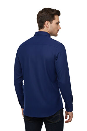 Erkek Kışlık Slim Fitt Uzun Kol Çift Cep Kapak Gömlek 2414 BGL-ST04797