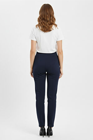 Kadın Beli Lastikli Çima Dikişli Cepli Kumaş Pantolon BGL-ST04818