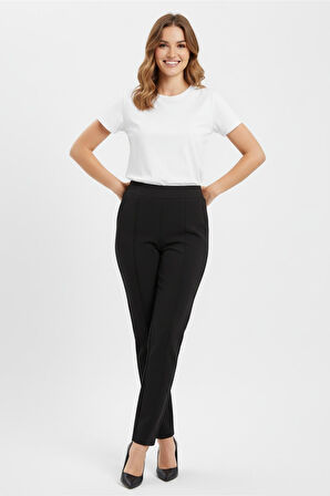 Kadın Beli Lastikli Çima Dikişli Cepli Kumaş Pantolon BGL-ST04818