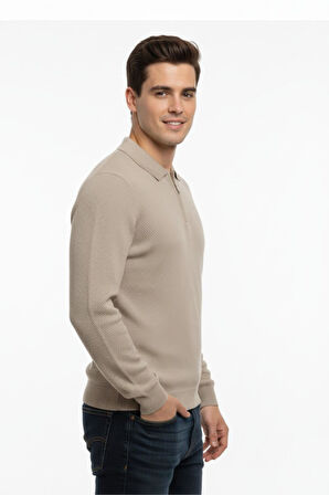 Erkek Regular Fit Polo Yaka Petek Triko Kazak BGL-ST04825