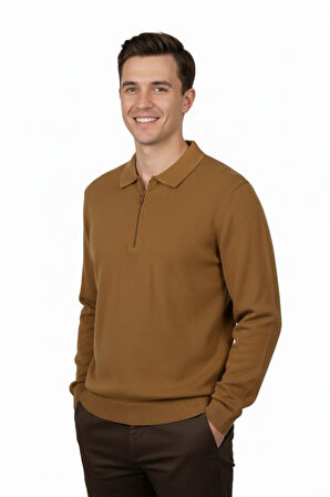 Erkek Regular Fit Polo Yaka Petek Triko Kazak BGL-ST04825