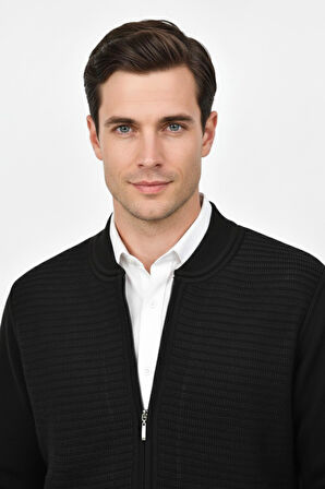 Erkek Hakim Yaka Astarlı Triko Fermuarlı Mont BGL-ST04831