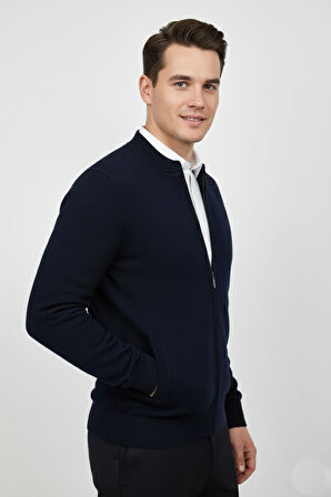 Erkek Hakim Yaka Astarlı Triko Fermuarlı Mont BGL-ST04832