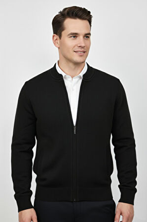 Erkek Hakim Yaka Astarlı Triko Fermuarlı Mont BGL-ST04832