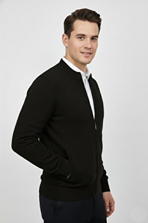 Erkek Hakim Yaka Astarlı Triko Fermuarlı Mont BGL-ST04832