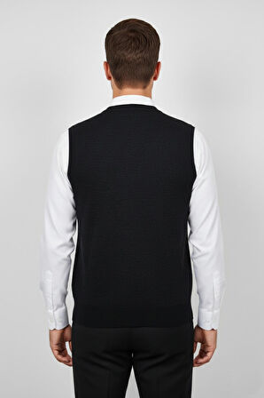 Erkek Düğmeli Yelek Cepli Çelik Örgü Klasik Kalıp BGL-ST04836