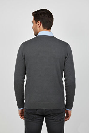 Erkek V Yaka Triko Kazak Çelik Örgü Regular Kalıp BGL-ST04838