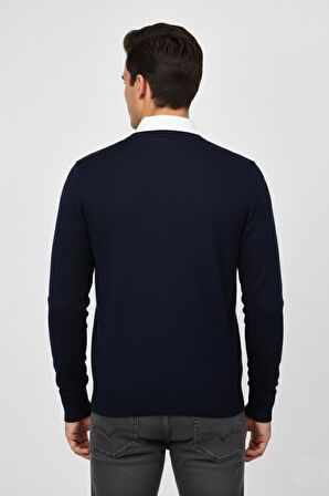 Erkek V Yaka Triko Kazak Çelik Örgü Regular Kalıp BGL-ST04838