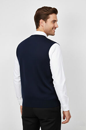 Erkek V Yaka Süveter  Çelik Örgü Regular Kalıp BGL-ST04840