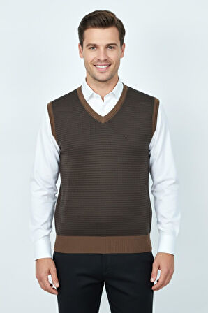 Erkek V Yaka Süveter  Çelik Örgü Regular Kalıp BGL-ST04840