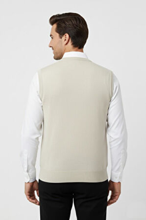 Erkek V Yaka Süveter  Çelik Örgü Regular Kalıp BGL-ST04840