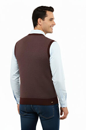 Erkek V Yaka Süveter Çelik Örgü Regular Kalıp 5206H BGL-ST04841