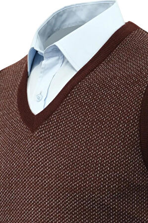 Erkek V Yaka Süveter Çelik Örgü Regular Kalıp 5206H BGL-ST04841