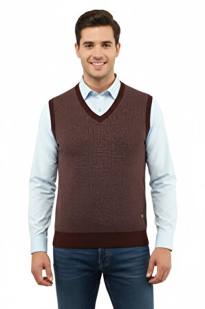 Erkek V Yaka Süveter Çelik Örgü Regular Kalıp 5206H BGL-ST04841