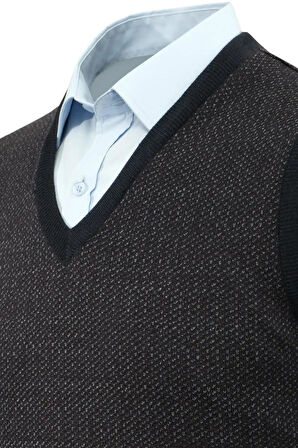 Erkek V Yaka Süveter Çelik Örgü Regular Kalıp 5206H BGL-ST04841