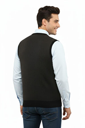 Erkek V Yaka Süveter Çelik Örgü Regular Kalıp 5206H BGL-ST04841