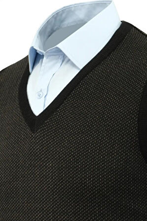 Erkek V Yaka Süveter Çelik Örgü Regular Kalıp 5206H BGL-ST04841