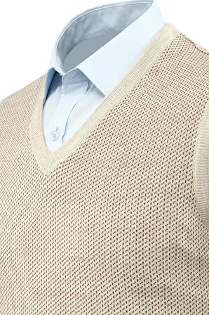 Erkek V Yaka Süveter Çelik Örgü Regular Kalıp 5206H BGL-ST04841