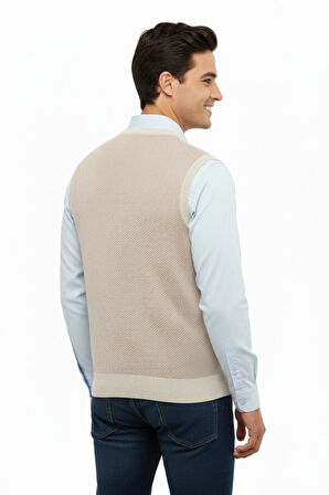 Erkek V Yaka Süveter Çelik Örgü Regular Kalıp 5206H BGL-ST04841