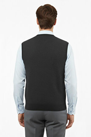 Erkek V Yaka Süveter Çelik Örgü Regular Kalıp 5201H BGL-ST04842