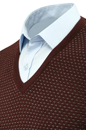 Erkek V Yaka Süveter Çelik Örgü Regular Kalıp 5201H BGL-ST04842