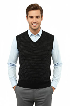 Erkek V Yaka Süveter Çelik Örgü Regular Kalıp 5201H BGL-ST04842