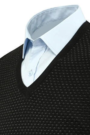 Erkek V Yaka Süveter Çelik Örgü Regular Kalıp 5201H BGL-ST04842