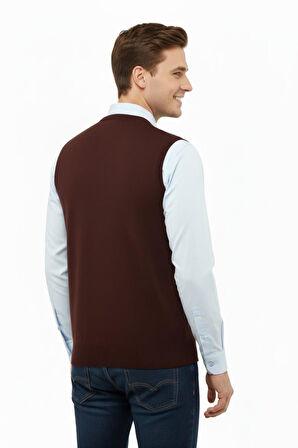 Erkek V Yaka Süveter Çelik Örgü Regular Kalıp 5209H BGL-ST04843