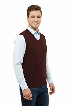 Erkek V Yaka Süveter Çelik Örgü Regular Kalıp 5209H BGL-ST04843