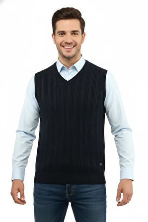 Erkek V Yaka Süveter Çelik Örgü Regular Kalıp 5209H BGL-ST04843