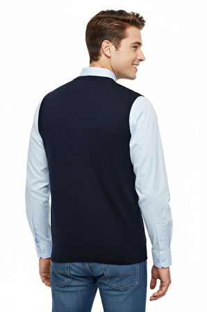 Erkek V Yaka Süveter Çelik Örgü Regular Kalıp 5209H BGL-ST04843