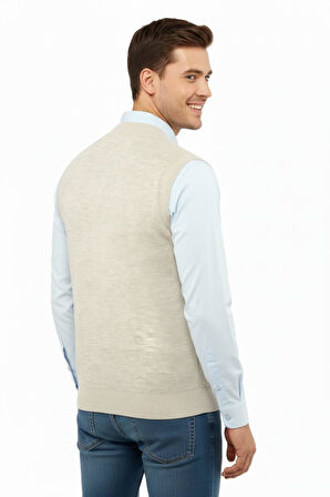 Erkek V Yaka Süveter Çelik Örgü Regular Kalıp 5209H BGL-ST04843