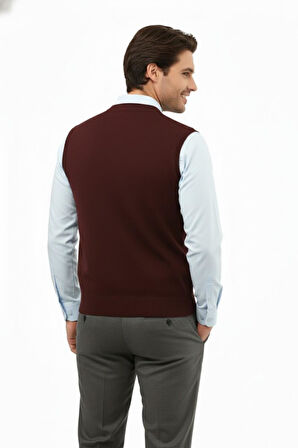 Erkek Düğmeli Yelek Cepli Çelik Örgü Klasik Kalıp 5200L BGL-ST04844