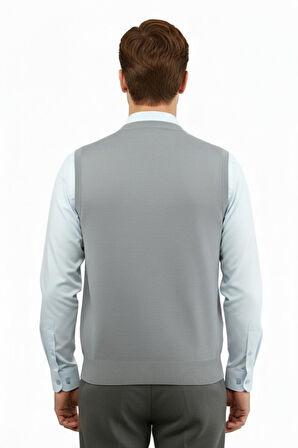 Erkek Düğmeli Yelek Cepli Çelik Örgü Klasik Kalıp 5200L BGL-ST04844