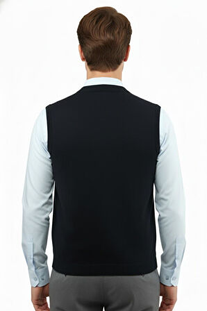 Erkek Düğmeli Yelek Cepli Çelik Örgü Klasik Kalıp 5200L BGL-ST04844