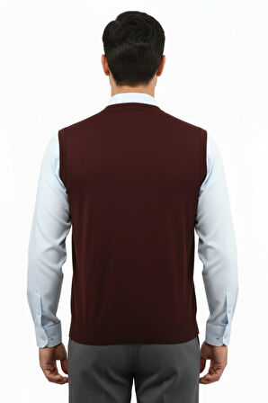 Erkek Düğmeli Yelek Cepli Çelik Örgü Klasik Kalıp 5212L BGL-ST04845