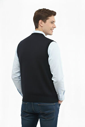 Erkek Düğmeli Yelek Cepli Çelik Örgü Klasik Kalıp 5212L BGL-ST04845