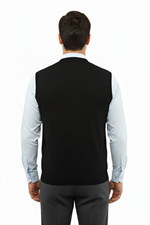 Erkek Düğmeli Yelek Cepli Çelik Örgü Klasik Kalıp 5212L BGL-ST04845