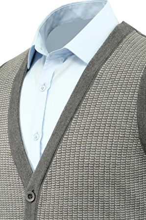 Erkek Düğmeli Yelek Cepli Çelik Örgü Klasik Kalıp 5205L BGL-ST04846