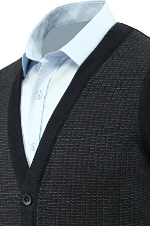 Erkek Düğmeli Yelek Cepli Çelik Örgü Klasik Kalıp 5205L BGL-ST04846