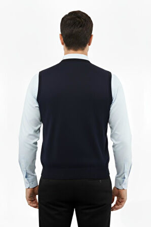 Erkek Düğmeli Yelek Cepli Çelik Örgü Klasik Kalıp 5205L BGL-ST04846