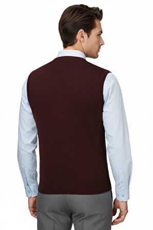 Erkek Düğmeli Yelek Cepli Çelik Örgü Klasik Kalıp 5215L BGL-ST04847