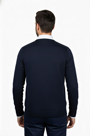 Erkek V Yaka Triko Kazak Çelik Örgü Klasik Kalıp 4241D BGL-ST04849