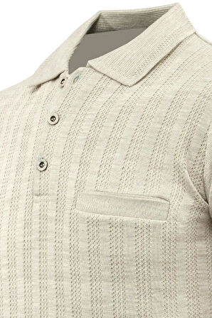 Erkek Polo Yaka Kazak Cepli Çelik Örgü Klasik Kalıp 5203F BGL-ST04851