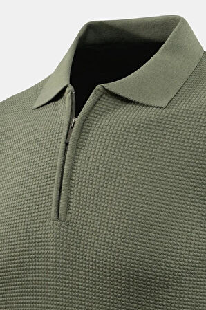 Erkek Fermuarlı Polo Yaka Triko Kazak 5240F BGL-ST04852