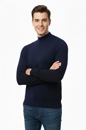 Erkek Yarım Balıkçı Kazak Çelik Örgü Regular Kalıp 4241B BGL-ST04854