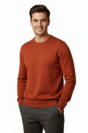 Erkek Sıfır Yaka Kazak Çelik Örgü Klasik Kalıp 4241C BGL-ST04857