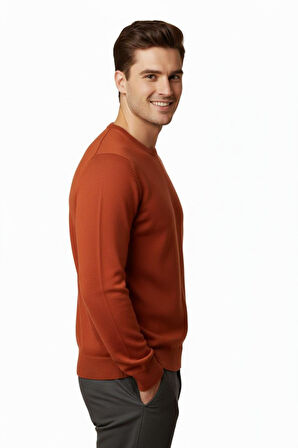 Erkek Sıfır Yaka Kazak Çelik Örgü Klasik Kalıp 4241C BGL-ST04857