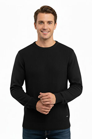 Erkek Sıfır Yaka Kazak Petek Örgü Klasik Kalıp 5243C BGL-ST04859