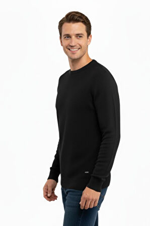 Erkek Sıfır Yaka Kazak Petek Örgü Klasik Kalıp 5243C BGL-ST04859